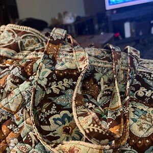 Vera Bradley Floral Tote - Brown and Blue